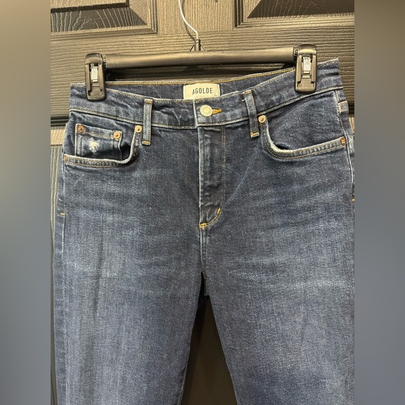 Agolde Blue Cropped Ankle Jeans Slim Fit - Picture 3 of 9